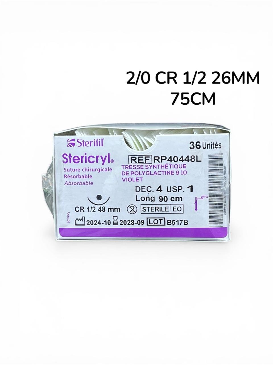 STERICRYL 2/0 CR 1/2 26 MM 75 CM